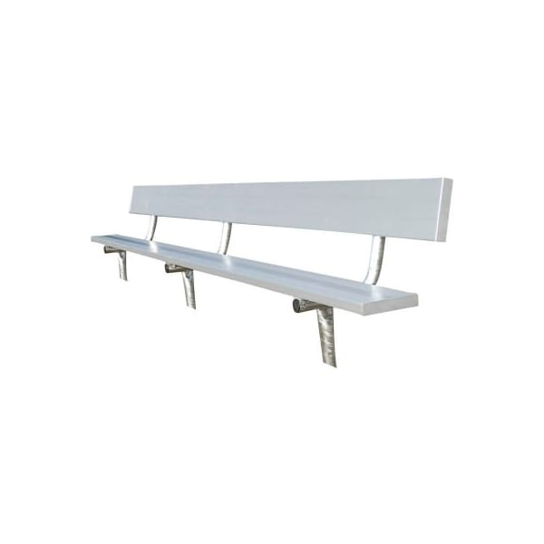 Gt Grandstands By Ultraplay 8' Aluminum Team Bench with Back and Galvanized Steel Frame, In Ground Mount BE-PB00800 - main